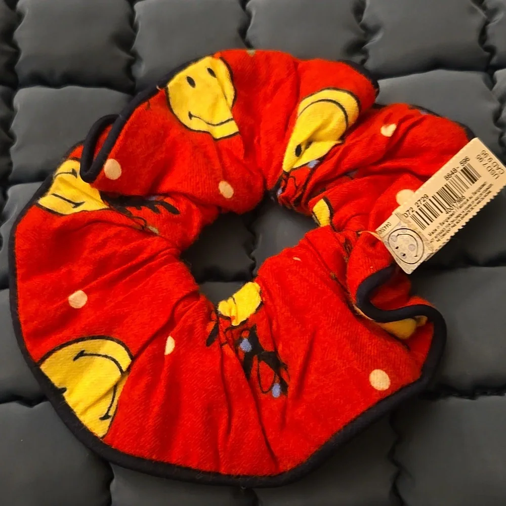 NWT Aerie Red and Yellow Smiley Patterned Scrunchie
